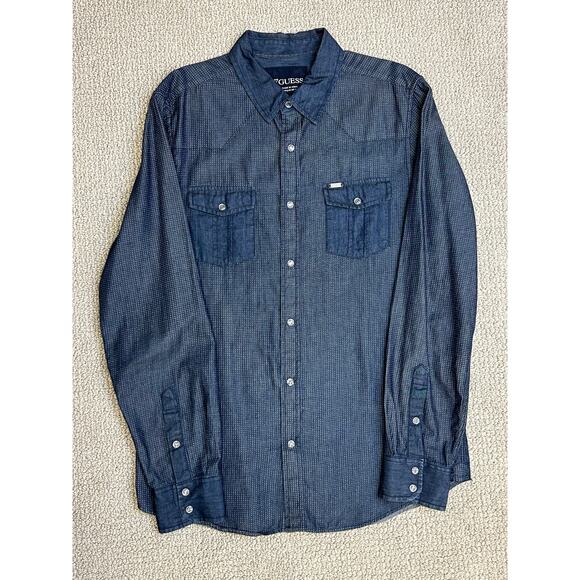 Guess Snap Button Dress Shirt / Size L / Pre-Owned - Picture 1 of 5